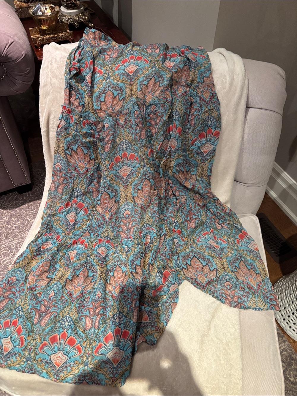 Boho Tiered Maxi Tunic - Teal Floral - Picture 9 of 9